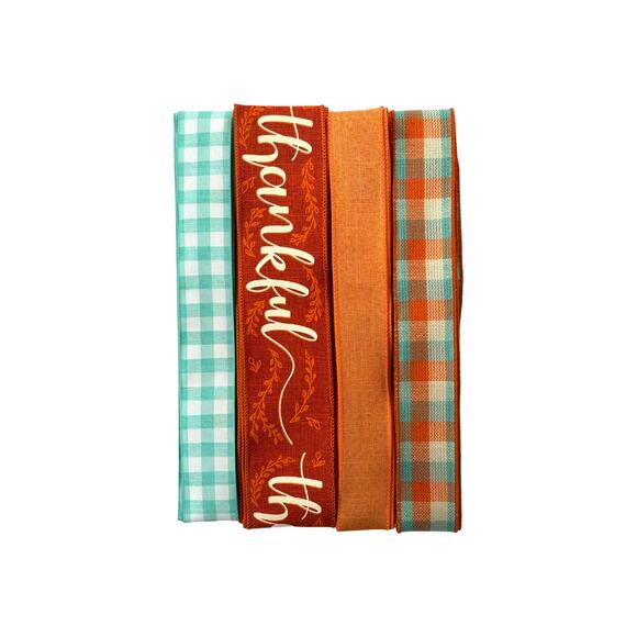 Thankful Fall Autumn Sign & Ribbons Bundle Set, DIY Wreath Making Kit Box - Picture 3 of 5